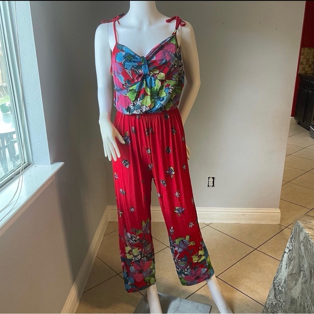 Tropical Floral Red Jumpsuit size 14